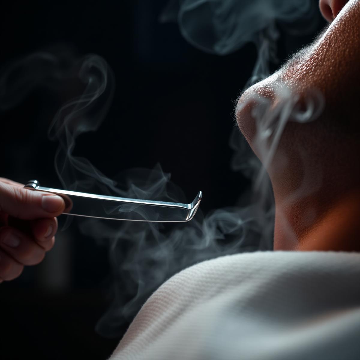 Straight razor shave with hot towels